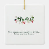 Feestelijke bloemenmoderne vrolijke kerstfoto keramisch ornament (Achterkant)