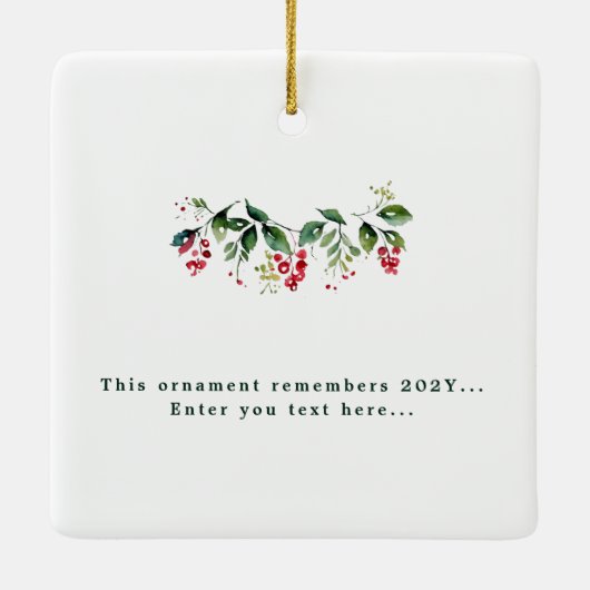 Feestelijke bloemenmoderne vrolijke kerstfoto keramisch ornament (Achterkant)