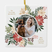 Feestelijke bloemenmoderne vrolijke kerstfoto keramisch ornament (Voorkant)