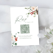 Feestelijke bloemige kerst bruiloft QR code