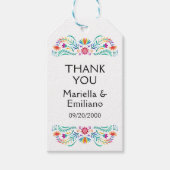 Feestelijke bloemverjaardagsbruiloft dank je wel cadeaulabel (Voorkant)