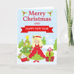 Feestelijke blonde kerstprinses feestdagen kaart