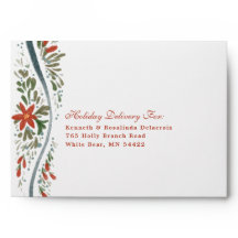 Feestelijke Blue Bow en Poinsettia Liner Envelope