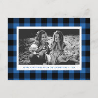 Feestelijke Blue Buffalo Plaid Single Foto Kerstmi