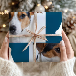 Feestelijke Blue Dog Botten Photo Collage Christma Cadeaupapier