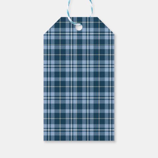 Feestelijke Blue Gingham met Holly Christmas Cadeaulabel (Achterkant)