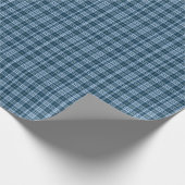 Feestelijke  Blue Gingham Plaid Christmas Cadeaupapier (Hoek)