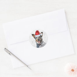 Feestelijke Blue Heeler Dog Wof Word Art Christmas Ronde Sticker