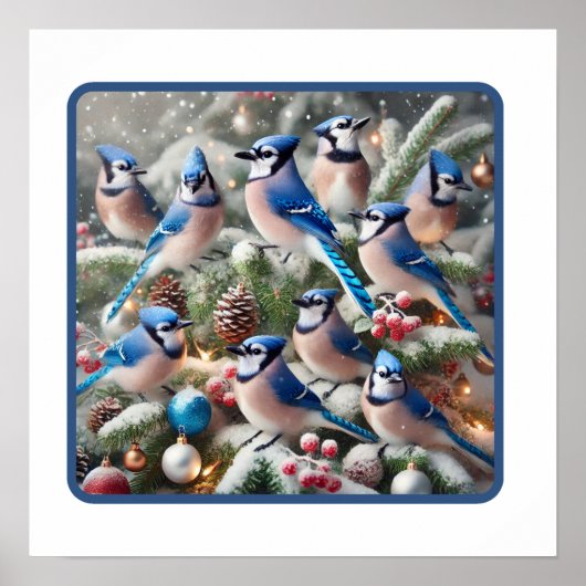 Feestelijke Blue Jays winterbijeenkomst Poster (Voorkant)