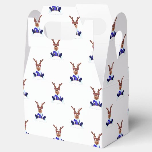 Feestelijke Blue Kasky Kerstrendier Bedankdoosjes (Geopend)