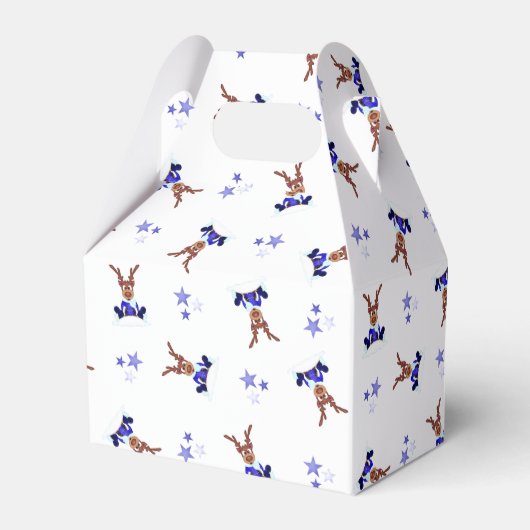 Feestelijke Blue Kasky Kerstrendier Bedankdoosjes (Achterkant)