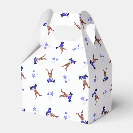 Feestelijke Blue Kasky Kerstrendier Bedankdoosjes (Voorkant Zijde)