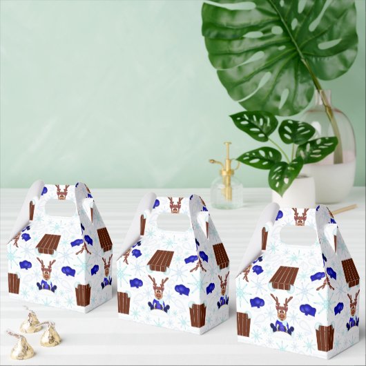 Feestelijke Blue Kasky Kerstrendier Bedankdoosjes (Meervoudige)