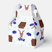 Feestelijke Blue Kasky Kerstrendier Bedankdoosjes (Voorkant Zijde)