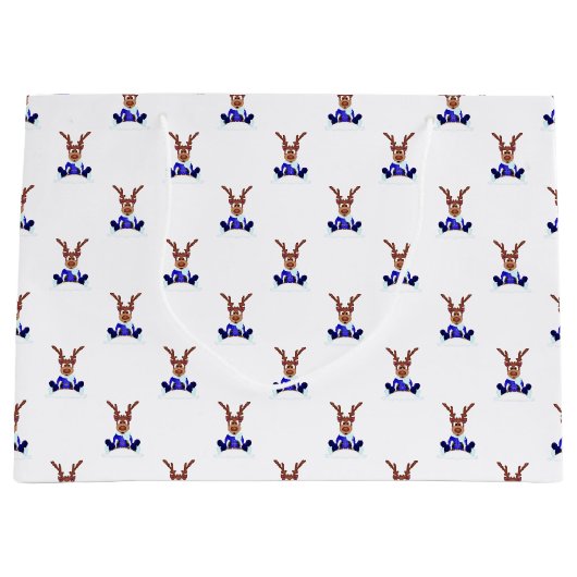 Feestelijke Blue Kasky Kerstrendier Groot Cadeauzakje (Voorkant)