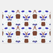 Feestelijke Blue Kasky Kerstrendier Inpakpapier Vel (Voorkant 3)