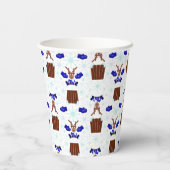 Feestelijke Blue Kasky Kerstrendier Papieren Bekers (Achterkant)