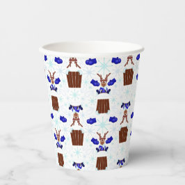 Feestelijke Blue Kasky Kerstrendier Papieren Bekers