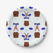 Feestelijke Blue Kasky Kerstrendier Papieren Bordje (Voorkant)