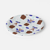 Feestelijke Blue Kasky Kerstrendier Papieren Bordje (Gekanteld)