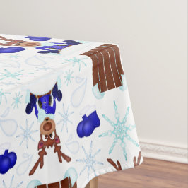 Feestelijke Blue Kasky Kerstrendier Tafelkleed