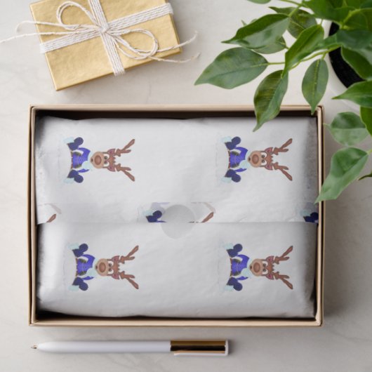Feestelijke Blue Kasky Kerstrendier Tissuepapier (Geschenk)