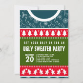 Feestelijke Blue Red en Green Ugly Sweater kerstfe Kaart (Voorkant)