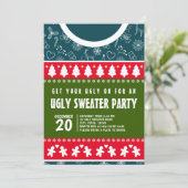 Feestelijke Blue Red en Green Ugly Sweater kerstfe Kaart (Staand voorkant)