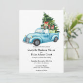 Feestelijke Blue Truck Casual kerst Kaart (Staand voorkant)