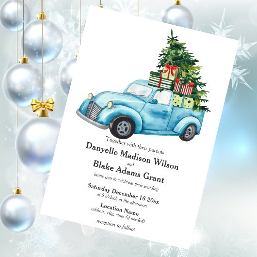 Feestelijke Blue Truck Casual kerst Kaart