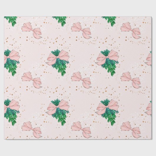 Feestelijke Blush Pink Glitter Kerstmis Cadeaupapier (Vlak)