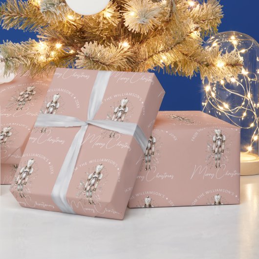 Feestelijke Blush Pink Gold Notenkraker Kerst Donk Cadeaupapier (Feestdagen)