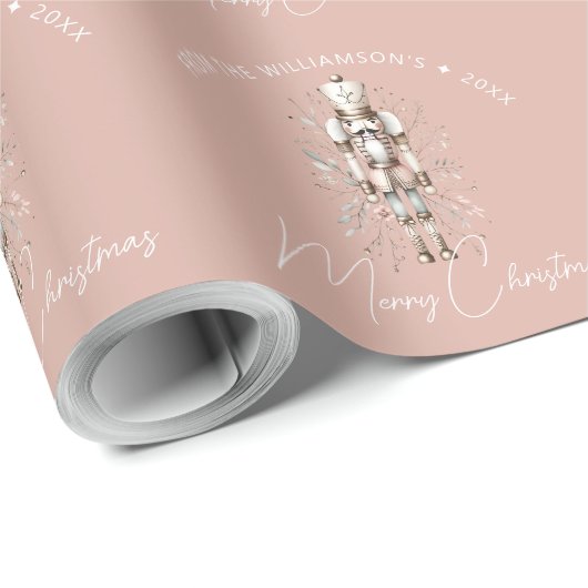 Feestelijke Blush Pink Gold Notenkraker Kerst Donk Cadeaupapier (Rol Hoek)