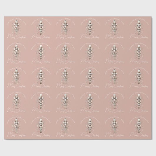 Feestelijke Blush Pink Gold Notenkraker Kerst Donk Cadeaupapier (Vlak)