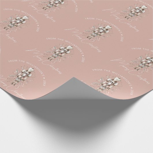 Feestelijke Blush Pink Gold Notenkraker Kerst Donk Cadeaupapier (Hoek)