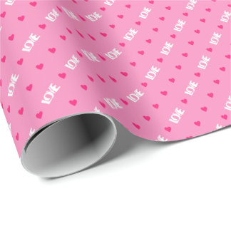 Feestelijke Blush Roze Hart & Liefde Patroon Gift Cadeaupapier