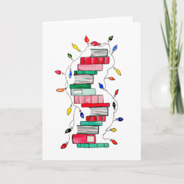 Feestelijke boekenstapel feestdagen kaart