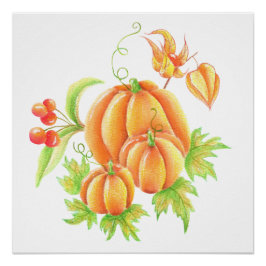 Feestelijke boeket met pompoen perfect poster