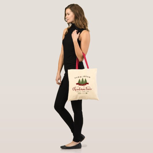 feestelijke Boerderij verse kerstbomen woord kunst Tote Bag (Voorkant (model))