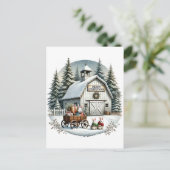 Feestelijke boerenschuur Vrolijk Kerstfeest Feestdagenkaart (Staand voorkant)