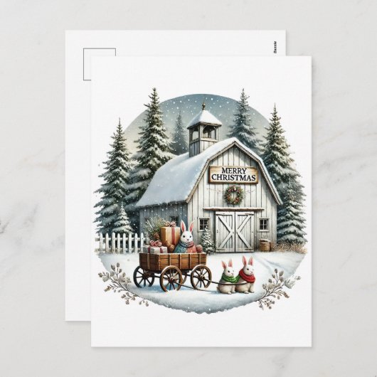 Feestelijke boerenschuur Vrolijk Kerstfeest Feestdagenkaart (Voorkant / Achterkant)