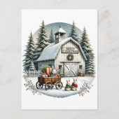 Feestelijke boerenschuur Vrolijk Kerstfeest Feestdagenkaart (Voorkant)