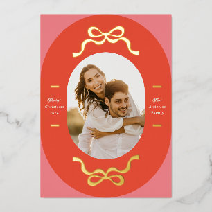 Feestelijke Bogen In Echt Goud Ovaal Vorm Foto Vak Folie Feestdagenkaart