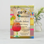 Feestelijke Boheemse Cocktail Verjaardag Uitnodigi Kaart (Staand voorkant)