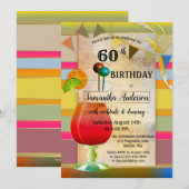 Feestelijke Boheemse Cocktail Verjaardag Uitnodigi Kaart (Voorkant / Achterkant)