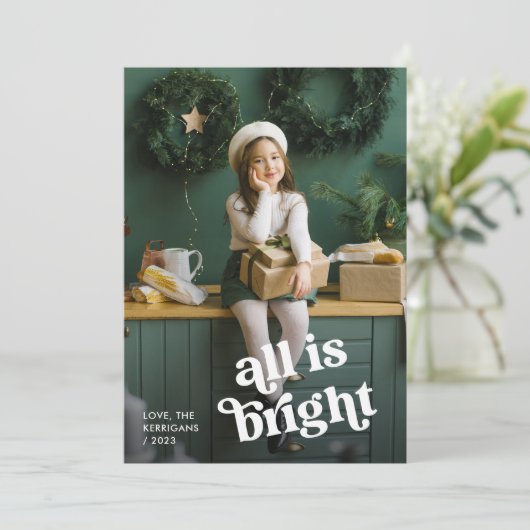 Feestelijke Boho | Alles is helder met twee foto's Feestdagenkaart (Staand voorkant)