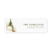 Feestelijke  Boho Familie Kerst Waterverf Etiket (Voorkant)