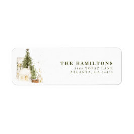 Feestelijke Boho Familie Kerst Waterverf Etiket