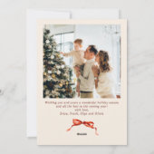 Feestelijke Boho Kerst Red Bow Ribbon 2 Foto Feestdagenkaart (Achterkant)