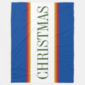Feestelijke Bold Blauw Wit Rood KERSTSTREPEN Tekst Fleece Deken (Voorkant)